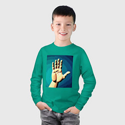 Лонгслив хлопковый детский Приветствие рукой, цвет: зеленый — фото 2