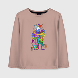 Лонгслив хлопковый детский Abstract Funny Clowns, цвет: пыльно-розовый