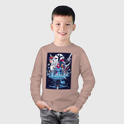 Лонгслив хлопковый детский Принцесса Мононоке в синих тонах, цвет: пыльно-розовый — фото 2