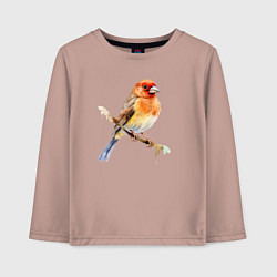 Лонгслив хлопковый детский Оранжевая птица на ветке, цвет: пыльно-розовый