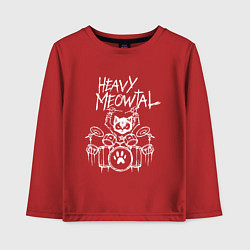 Лонгслив хлопковый детский Heavy Meowtal - кошачья музыка, цвет: красный