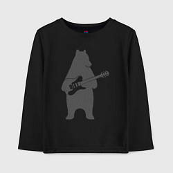 Лонгслив хлопковый детский Мишка с гитарой, цвет: черный