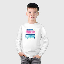 Лонгслив хлопковый детский Абстрактное море закат рассвет, цвет: белый — фото 2