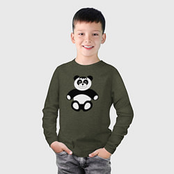 Лонгслив хлопковый детский Панда медведь cartoon, цвет: меланж-хаки — фото 2