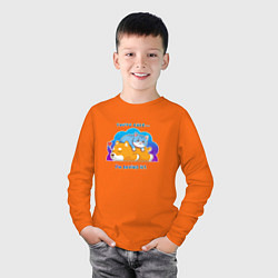Лонгслив хлопковый детский Как кошка с собакой, цвет: оранжевый — фото 2