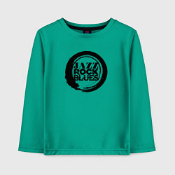 Лонгслив хлопковый детский Jazz rock blues 1, цвет: зеленый