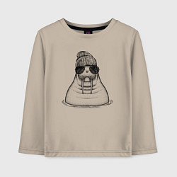 Лонгслив хлопковый детский Морж в панаме, цвет: миндальный