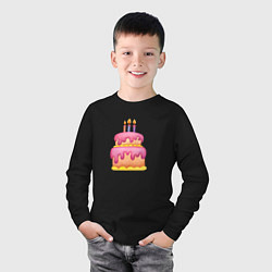 Лонгслив хлопковый детский Розовый торт со свечками, цвет: черный — фото 2