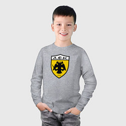 Лонгслив хлопковый детский Футбольный клуб AEK, цвет: меланж — фото 2