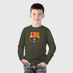 Лонгслив хлопковый детский Barcelona fc sport, цвет: меланж-хаки — фото 2