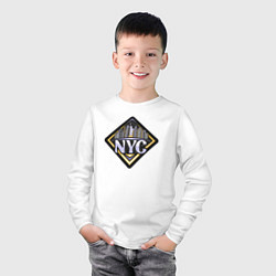 Лонгслив хлопковый детский NYC, цвет: белый — фото 2