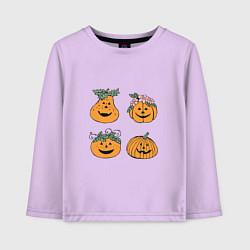 Лонгслив хлопковый детский Веселые тыквы, цвет: лаванда