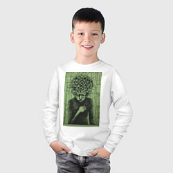Лонгслив хлопковый детский Зеленая растерянность, цвет: белый — фото 2