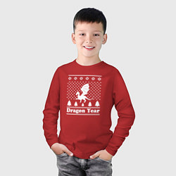 Лонгслив хлопковый детский Sweater dragon year, цвет: красный — фото 2