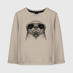 Лонгслив хлопковый детский Медоед в очках, цвет: миндальный