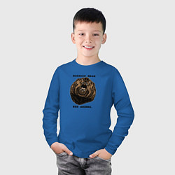Лонгслив хлопковый детский Russian bear big animal, цвет: синий — фото 2