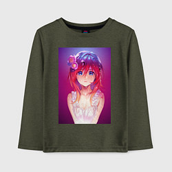Лонгслив хлопковый детский Anime Girl refflex, цвет: меланж-хаки