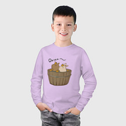 Лонгслив хлопковый детский Милая капибара с зайчиком и апельсинкой, цвет: лаванда — фото 2