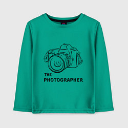 Лонгслив хлопковый детский Я фотограф с камерой, цвет: зеленый