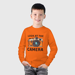 Лонгслив хлопковый детский Смотри в мою камеру, цвет: оранжевый — фото 2