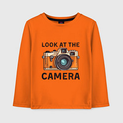 Лонгслив хлопковый детский Смотри в мою камеру, цвет: оранжевый