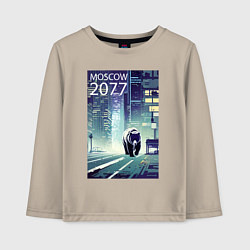 Лонгслив хлопковый детский Медведь в большом городе -нейросеть, цвет: миндальный