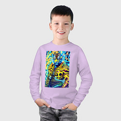 Лонгслив хлопковый детский Neon tiger - pop art - neural network, цвет: лаванда — фото 2