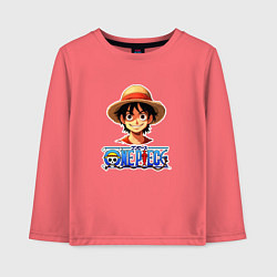 Лонгслив хлопковый детский Монки д Луффи one piece, цвет: коралловый