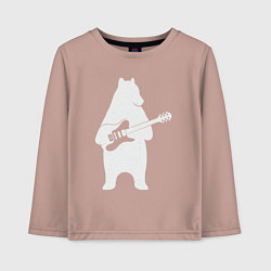 Лонгслив хлопковый детский Мишутка гитарист, цвет: пыльно-розовый