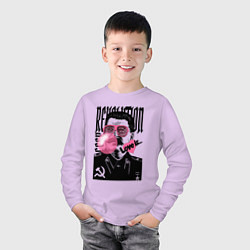 Лонгслив хлопковый детский Сталин любовь революция и жвачка, цвет: лаванда — фото 2