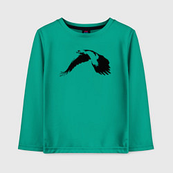 Лонгслив хлопковый детский Орёл в полёте трафарет, цвет: зеленый