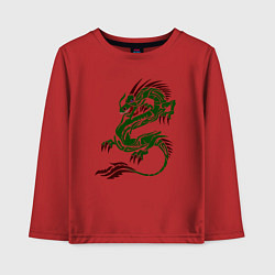 Лонгслив хлопковый детский Символ года - зелёный дракон, цвет: красный