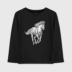 Лонгслив хлопковый детский Белая лошадь скачет, цвет: черный