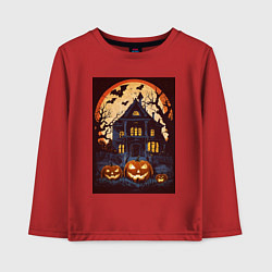 Лонгслив хлопковый детский Дом ужасов - хэллоуин, цвет: красный