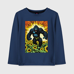 Лонгслив хлопковый детский Разъяренная горилла, цвет: тёмно-синий