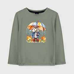 Детский лонгслив Осенний ежик с зонтиком