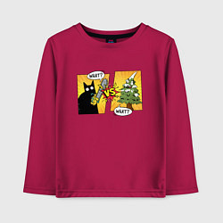 Лонгслив хлопковый детский Кот против елки, цвет: маджента