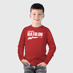 Лонгслив хлопковый детский Biathlon - снайпер, цвет: красный — фото 2
