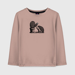 Лонгслив хлопковый детский Ежик и кактус, цвет: пыльно-розовый