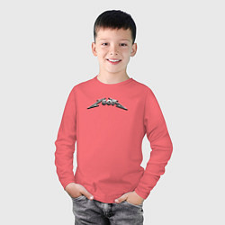 Лонгслив хлопковый детский Игорь в стиле рок-группы Металлика, цвет: коралловый — фото 2