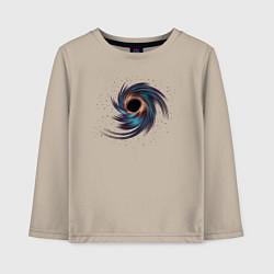 Лонгслив хлопковый детский Черная дыра с планетами и звездами, цвет: миндальный