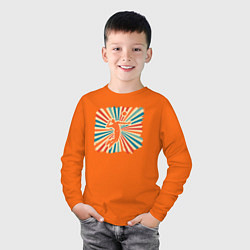 Лонгслив хлопковый детский Лучи волейбола, цвет: оранжевый — фото 2