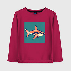 Лонгслив хлопковый детский Акула арт, цвет: маджента