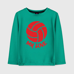Лонгслив хлопковый детский Volleyball my love, цвет: зеленый