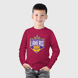 Лонгслив хлопковый детский Los Angelas Lakers star, цвет: маджента — фото 2