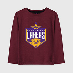 Лонгслив хлопковый детский Los Angelas Lakers star, цвет: меланж-бордовый