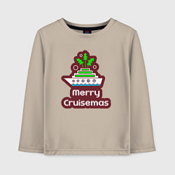 Лонгслив хлопковый детский Merry cruismas, цвет: миндальный