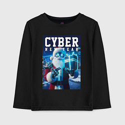 Детский лонгслив Кибер новый год - неоновое свечение