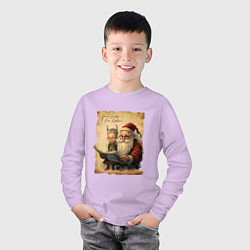 Лонгслив хлопковый детский Санта и Эльф, цвет: лаванда — фото 2