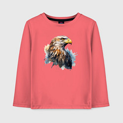 Лонгслив хлопковый детский Акварельный орел в брызгах краски, цвет: коралловый